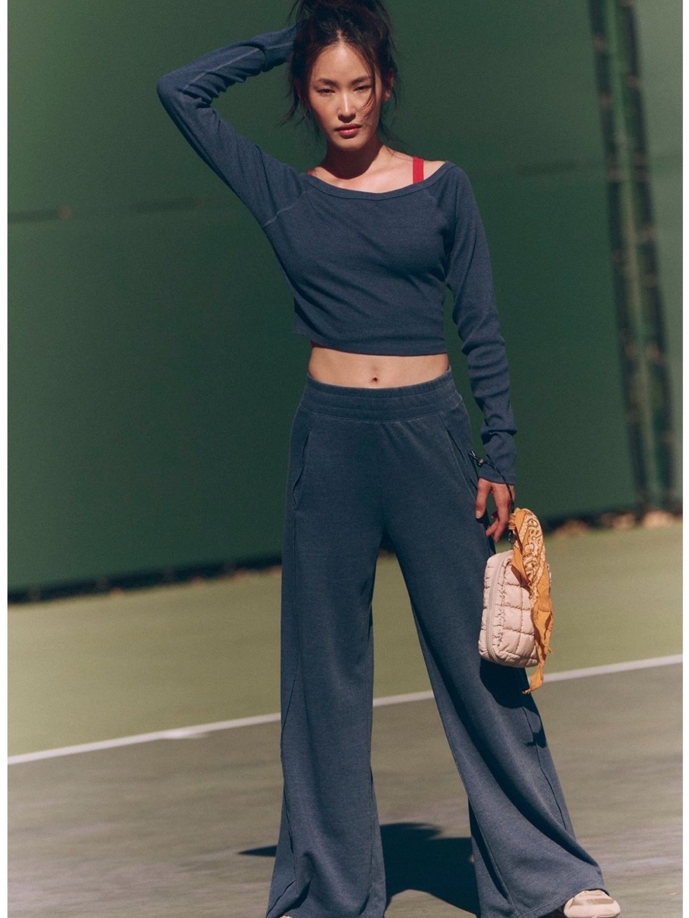 Free People - Set (top and bottoms) Go To Long Sleeve and wide leg sweats Set